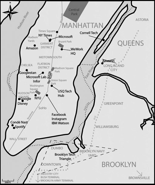 نقشه استقرار شرکت‌های «های‌تک» در نیویورک